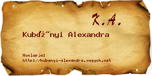 Kubányi Alexandra névjegykártya